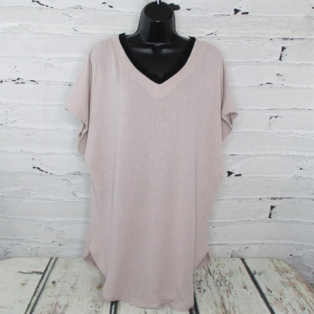 iGenJun Relaxed Waffle Textured Tunic Top